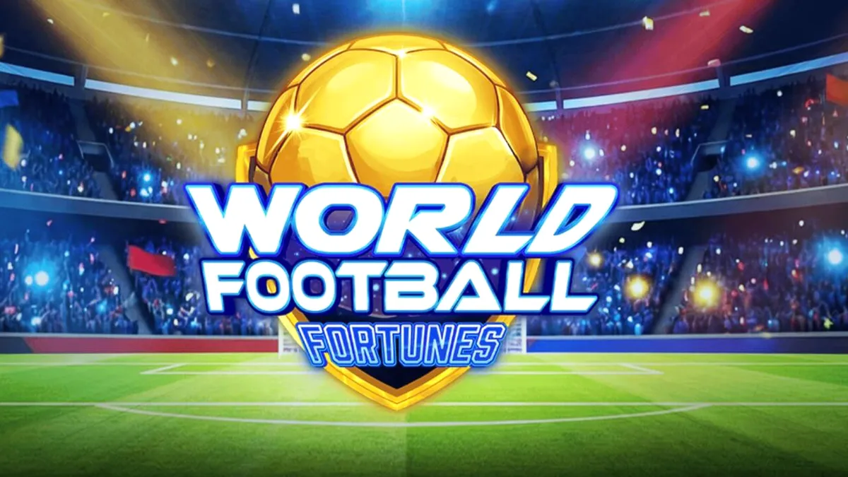 Tampilan visual slot World Football Fortunes dengan latar belakang stadion sepak bola.
